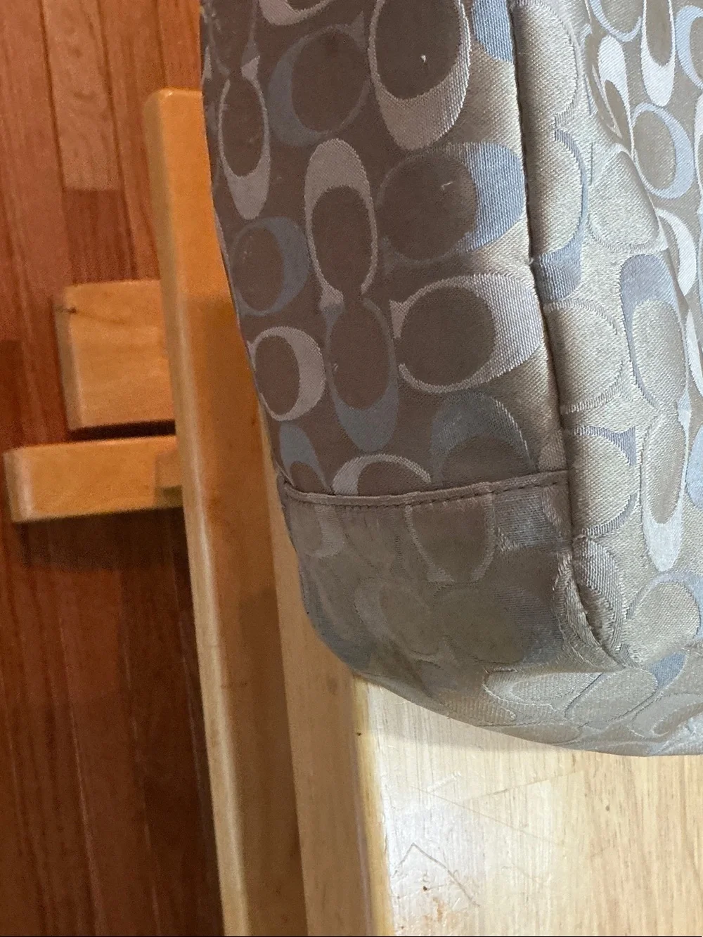 Coach Signature Canvas Tote with Light Blue Trim
